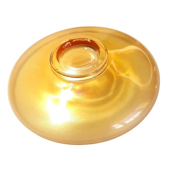 Moderne by Jeannette? 10" bowl Marigold Carnival Glass Iridescent Luster Fall - Picture 3 of 5